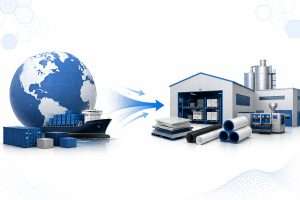 Why Manufacturers Diagram of global plastic supply chain being localized. Chains